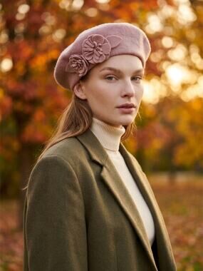 I am Retro Hat Barrett Women's New w/ Tags Pink Wool Nylon Flowered Preppy